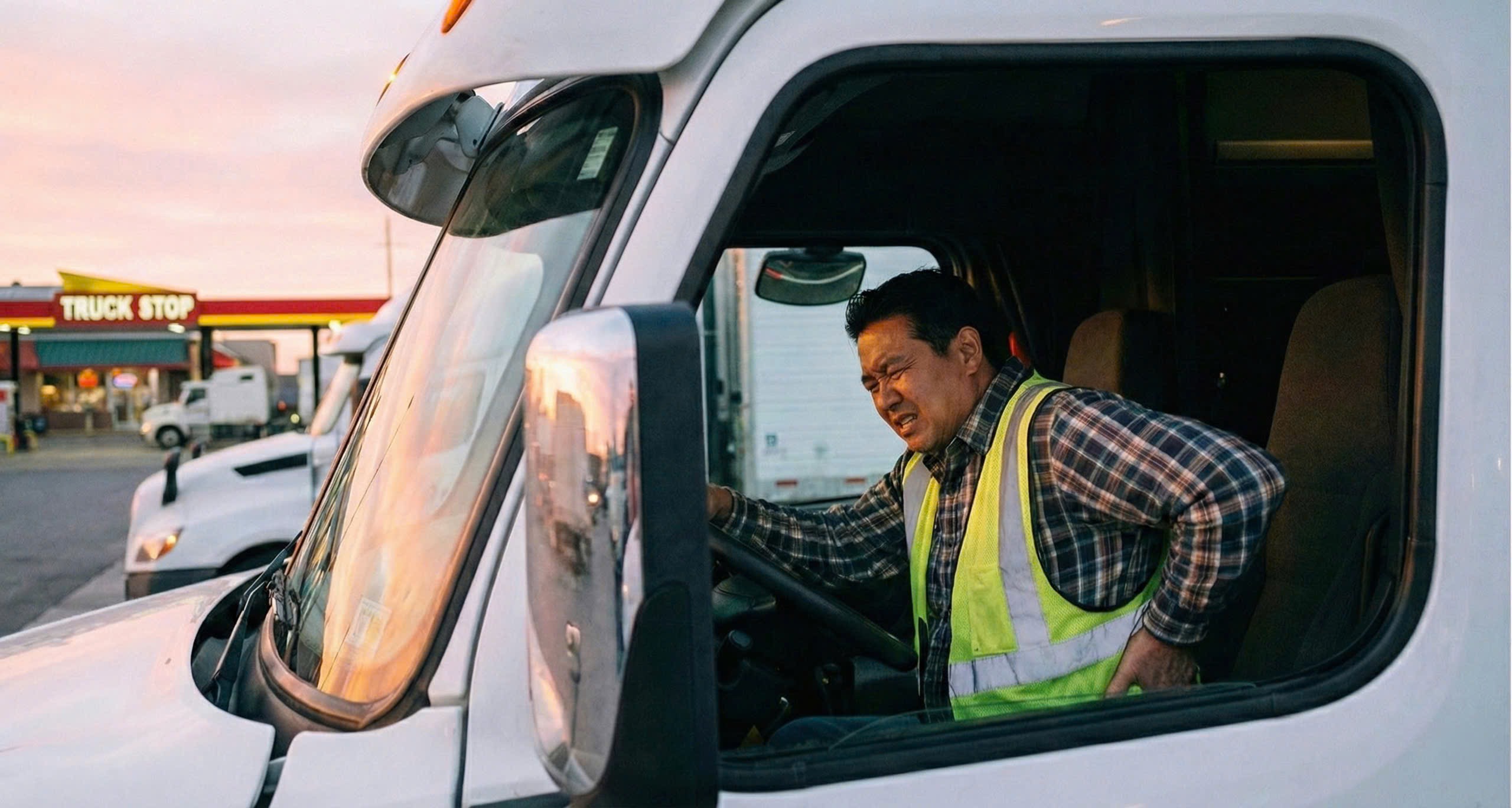 Truck driver suffering from lower back pain seeking deep tissue massage
