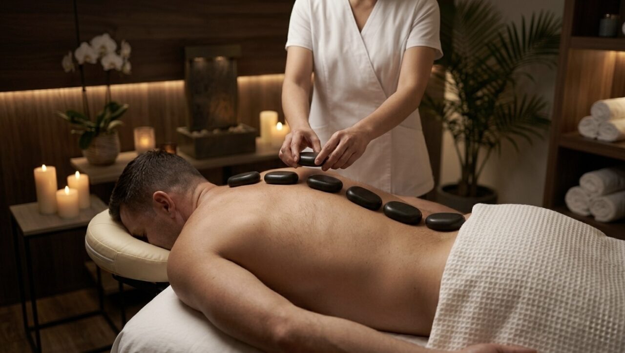 Hot stone massage therapy benefits at Massage Harmony