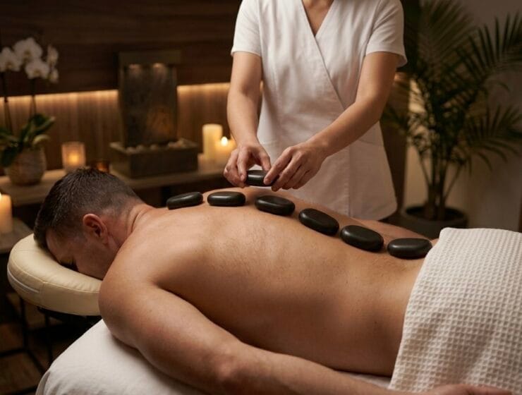 Hot stone massage therapy benefits at Massage Harmony