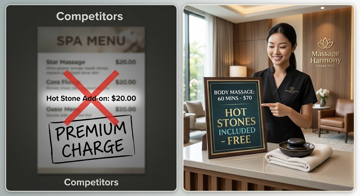 Free hot stone massage upgrade comparison