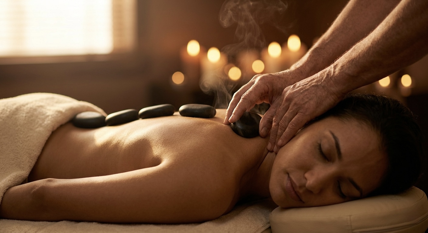 Hot stone massage for neck pain relief